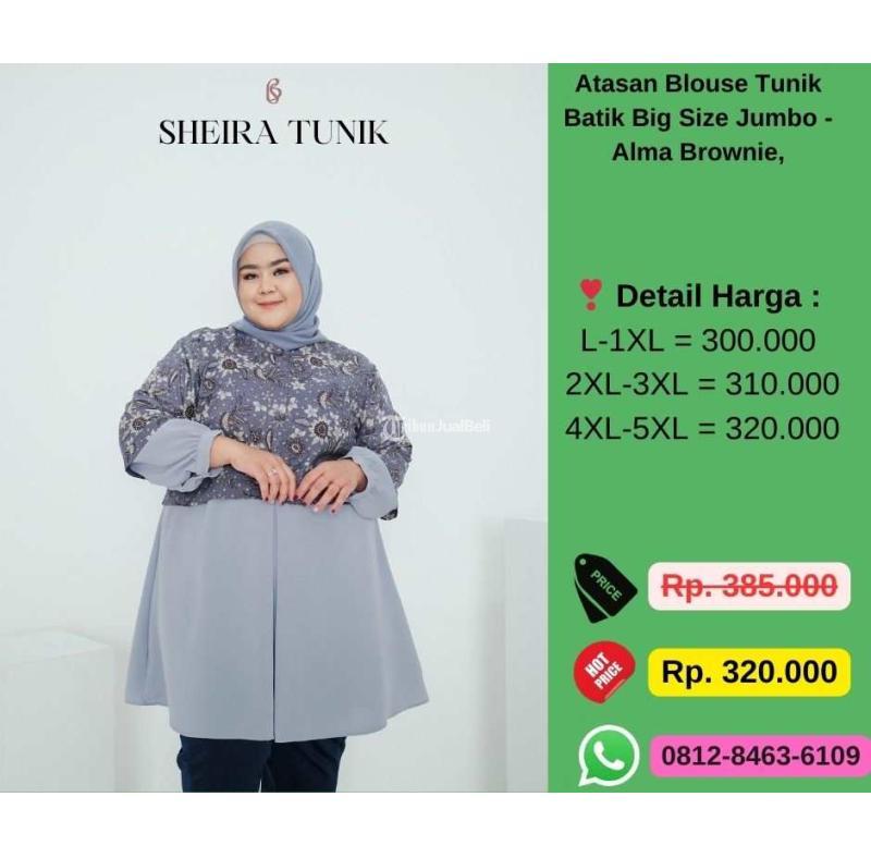 Atasan Blouse Tunik Batik Big Size Jumbo Sheira Tunik, 5XL  Blouse-002 - Jakarta Utara 