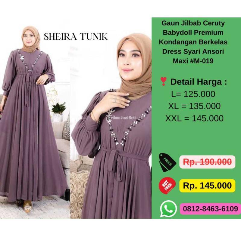 Baju Muslim Ceruty Babydoll Premium Kondangan Berkelas Gaun Longgar Ansori Maxi - Jakarta Utara