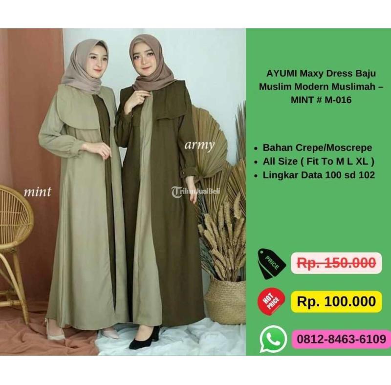 Ayumi Maxy Dress Baju Muslim Modern Muslimah  MINT M-016 - Jakarta Utara 