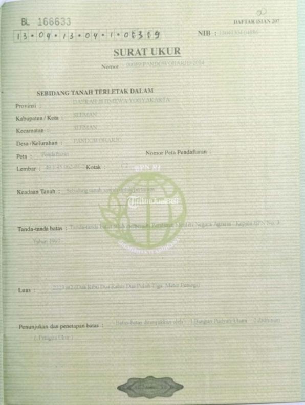 Dijual Tanah Sawah Barat Jalan Palagan KM 10 Dekat Mall SCH - Sleman