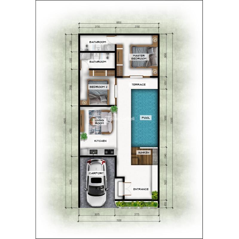 Villa Paling Murah Dekat Pantai PandawaLuas 105 m2 Baru - Badung