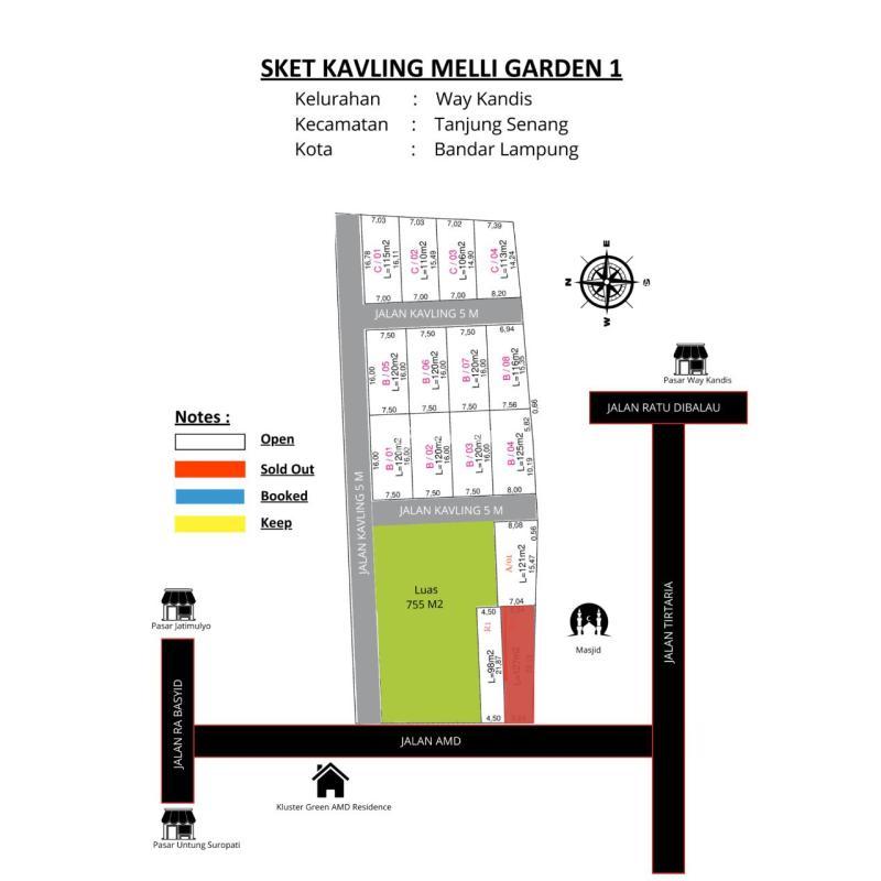 Jual Tanah Kavling Luas 120 m2 Pinggir Jalan Way Kandis Tanjung Senang Bisa Kredit Syariah - Bandar Lampung