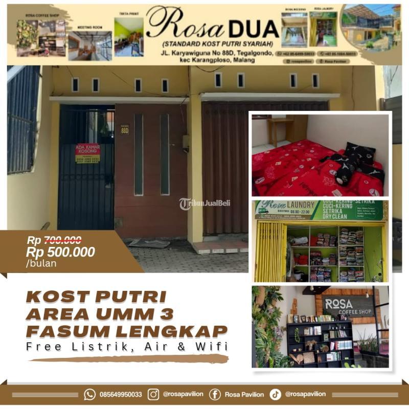 Disewakan Kost Putri Kamar Mandi Luar Full Fasum - Malang