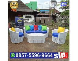 Set Sofa Lengkung Anyaman Mata Ayam Rangka Besi - Batu 