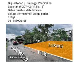 Dijual Tanah Jalan Pal 5 Gang Pendidikan Luas Tanah 207m2 115 x 18 - Pontianak
