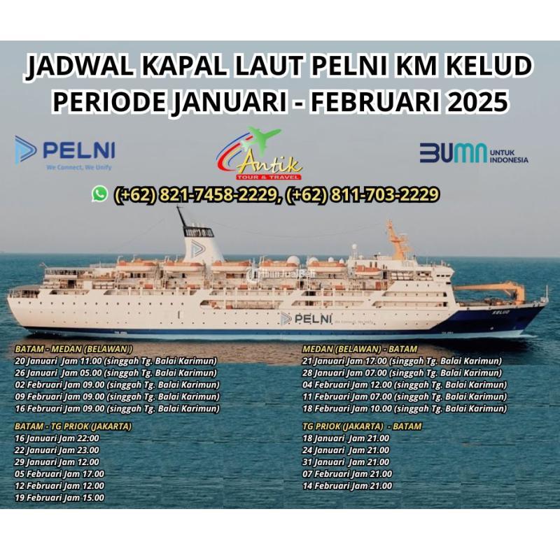 Jual Tiket Kapal Laut Pelni KM Kelud, Beserta Jadwal, Periode Januari sampai Februari - Riau