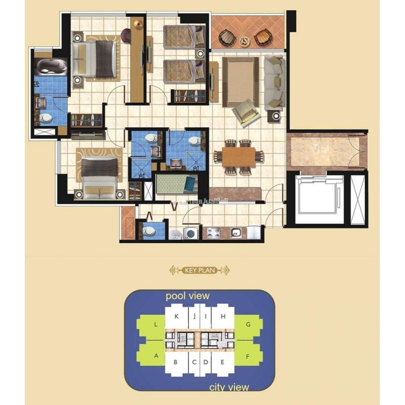 Disewakan Apartemen Termurah Fully Furnished Taman Anggrek Residences 3 Bedroom, High Floor - Jakarta Barat