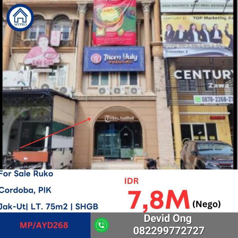 Dijual Ruko, Luas 220m2, Lelang, Cordoba, Pantai Indah Kapuk - Jakarta Utara