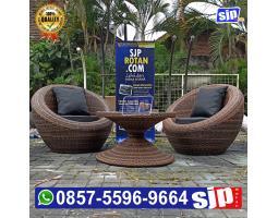 1 Set Sofa Rotan Sintetis Bulat Mewah - Batu