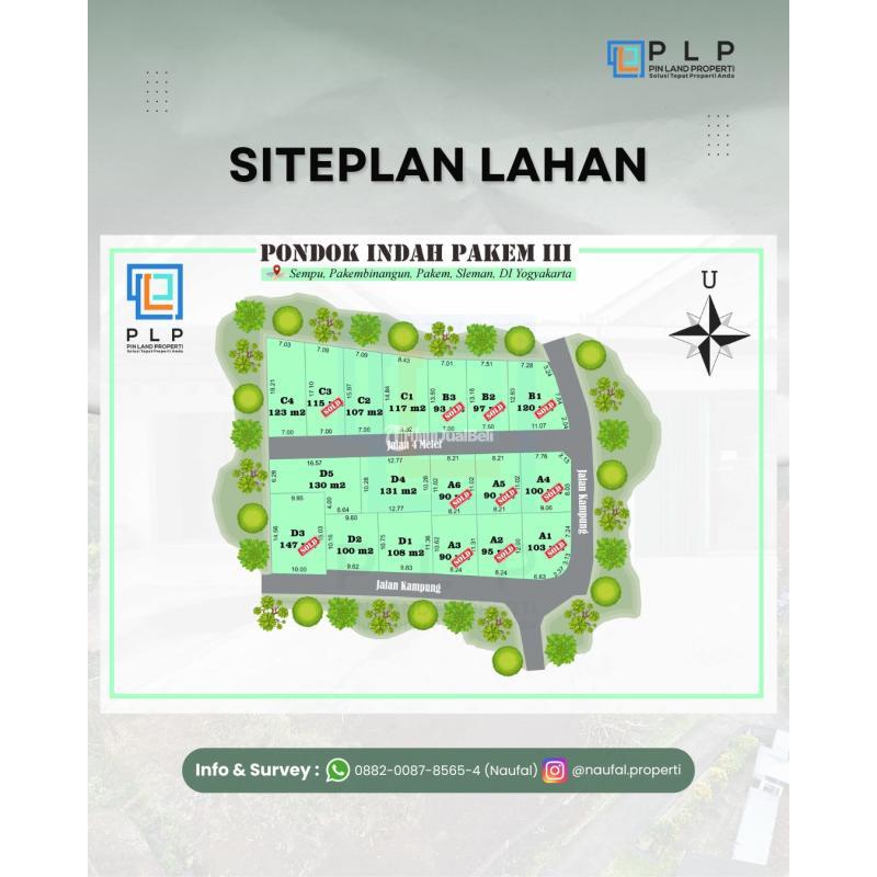 Jual Tanah Kavling Luas 100 m2 Shm Dekat Pasar Pakem Rs Panti Nugroho - Sleman