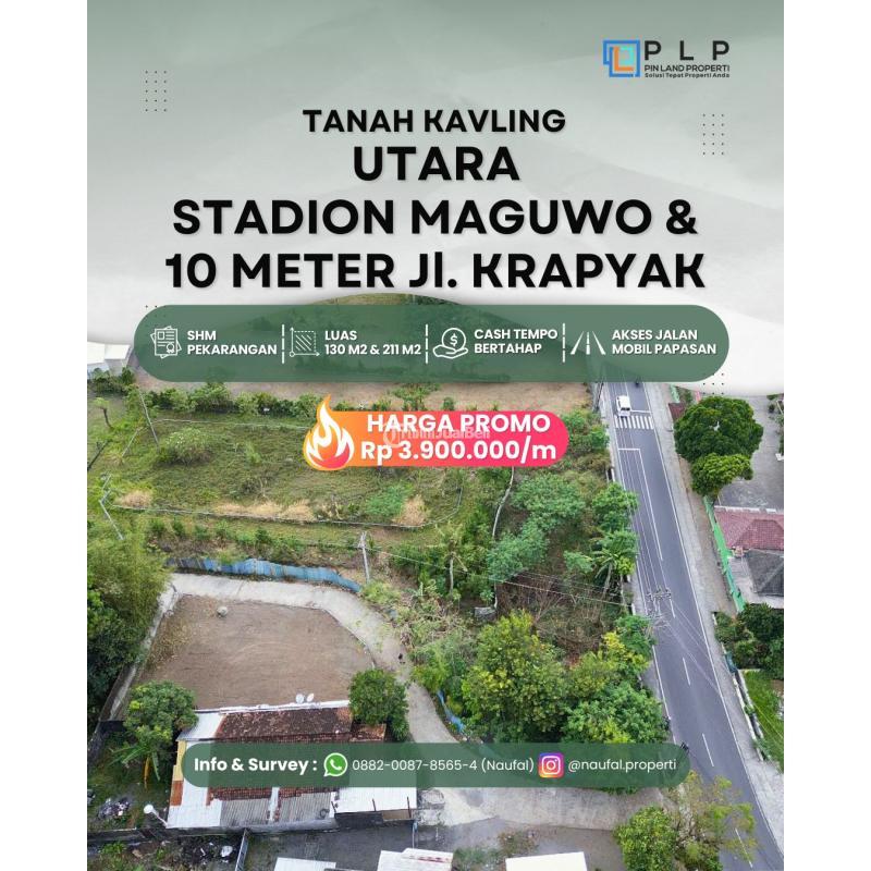 Jual Tanah Kavling 130 m2 Timur Jl. Kaliurang Km 9, 10 Meter Jl. Raya Krapyak - Sleman