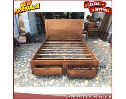 Produsen Tempat Tidur Jati Minimalis 160x200 Laci 2 Dipan Jati - Jepara