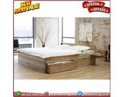 Produsen Tempat Tidur Jati 160x200 Laci 2 Lesehan Modern - Jepara