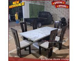 Produsen Meja Makan Marmer Putih Carara 200x100 Kursi 6 Furniture - Jepara