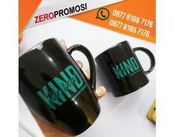 Souvenir Mug Keramik Hitam Sablon Logo - Tangerang 