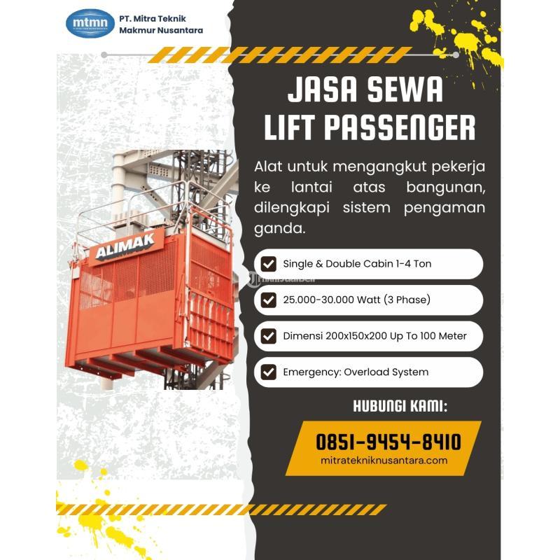 Rental Lift Bangunan Barang dan Penumpang, Single atau Double Cabin - Batam