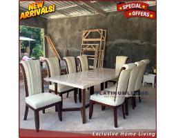 Meja Makan Marmer 220100 Kursi 8 Jati Klasik - Jepara 