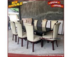 Meja Makan Marmer Portorogold 210x110 Kursi 8 Furniture - Jepara 