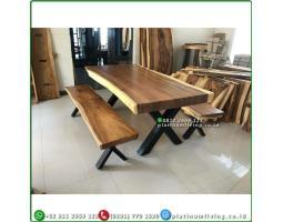 Meja Makan Trembesi Solid Kaki Besi - Jepara 