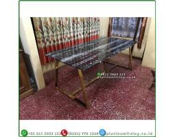 Meja Makan Marmer Rangka Stainless 200x100 - Jepara 
