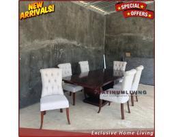 Meja Makan Jati 8 Kursi Modern 220 x 110 - Jepara 