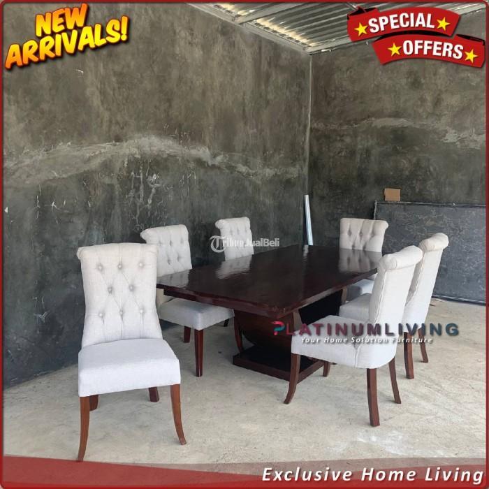 Meja Makan Jati 8 Kursi Modern 220 x 110 - Jepara
