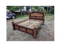 Tempat Tidur Ukir 180200 Laci 2 Jati Klasik Mewah - Jepara 