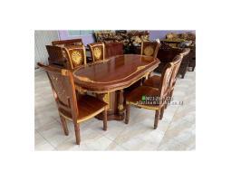 Meja Makan Ukir Kayu Jati 6 Kursi Meja Makan Klasik - Jepara 