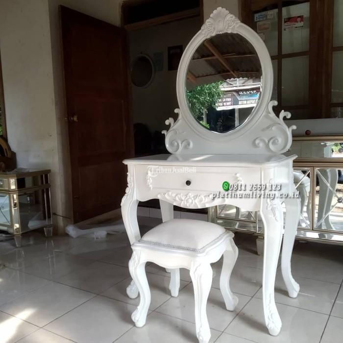 Meja Rias Ukir Klasik Mewah Cat Duco Putih - Jepara