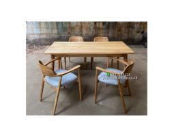 Meja Makan Jati 4 Kursi Minimalis Modern Furniture - Jepara