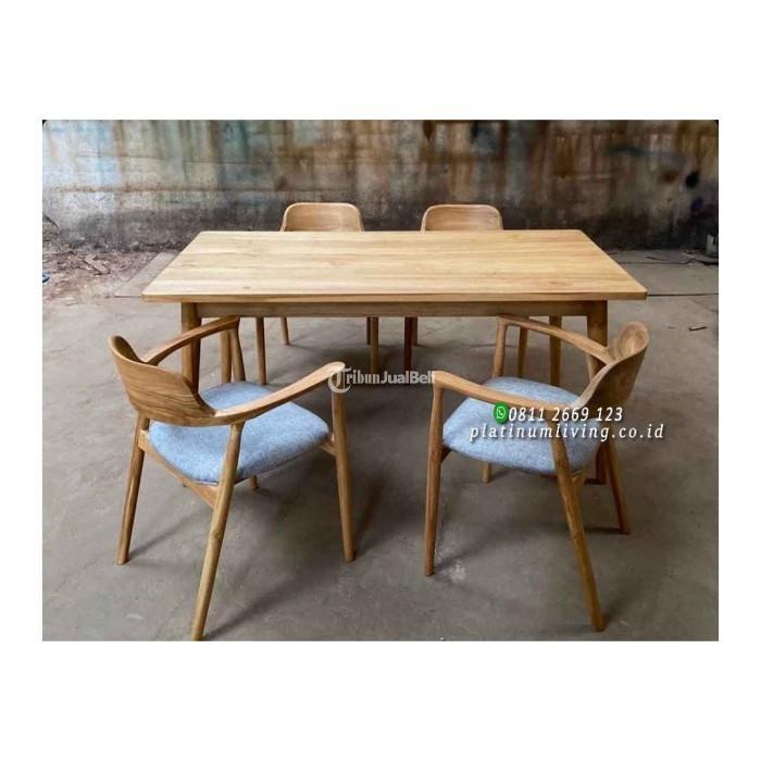 Meja Makan Jati 4 Kursi Minimalis Modern Furniture - Jepara