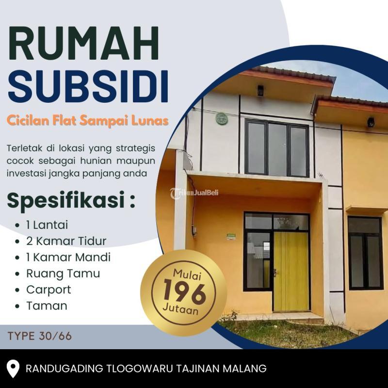 Dijual Rumah Subsidi di Tajinan Dekat Pasar Gadang Tipe 30 2KT 1KM Legalitas SHM - Malang 