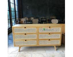 Produsen Bufet Laci Rotan, Meja Laci Drawer Vintage, Bufet Hias Rotan - Jepara