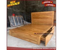 Produsen Tempat tidur Jati 160x200 Laci 3, Dipan Jati Laci Modern Furniture - Jepara