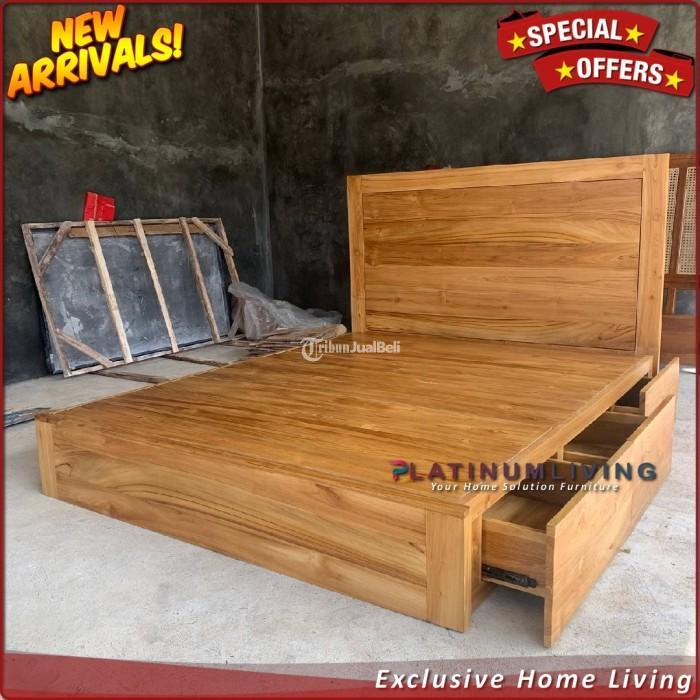 Produsen Tempat tidur Jati 160x200 Laci 3, Dipan Jati Laci Modern Furniture - Jepara