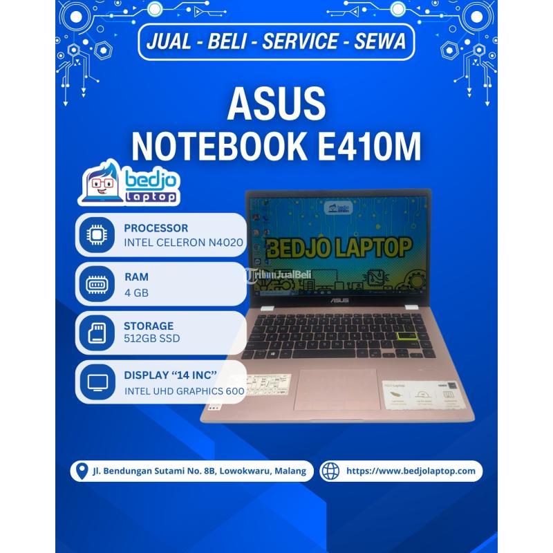 Dijual Laptop Second, Asus Notebook E410m, Intel Celeron N4020 Dan Intel Uhd Graphics 600, Ram 4gb, Ssd 512gb - Malang