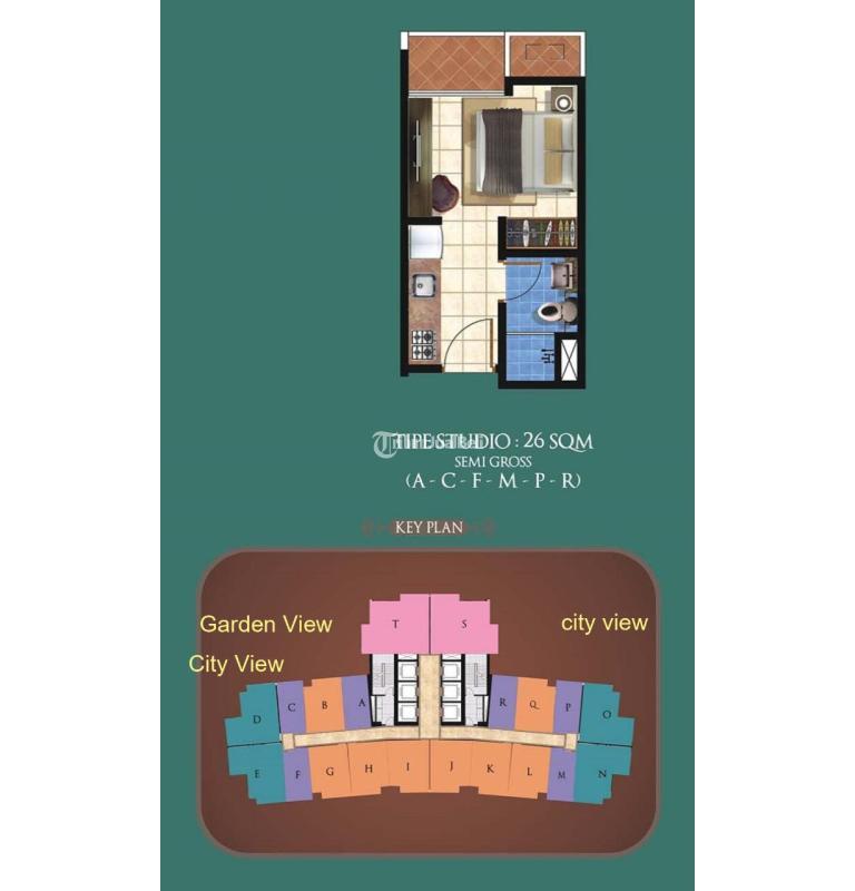 Disewakan Taman Anggrek Residences 1 Bed Studio, Fully Furnished, Pool View - Jakarta Barat