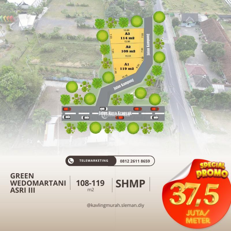 Promo Tanah Kavling 119 m2 Harga 3,75 Juta Permeter, Di Timur Jakal Km 9 - Sleman