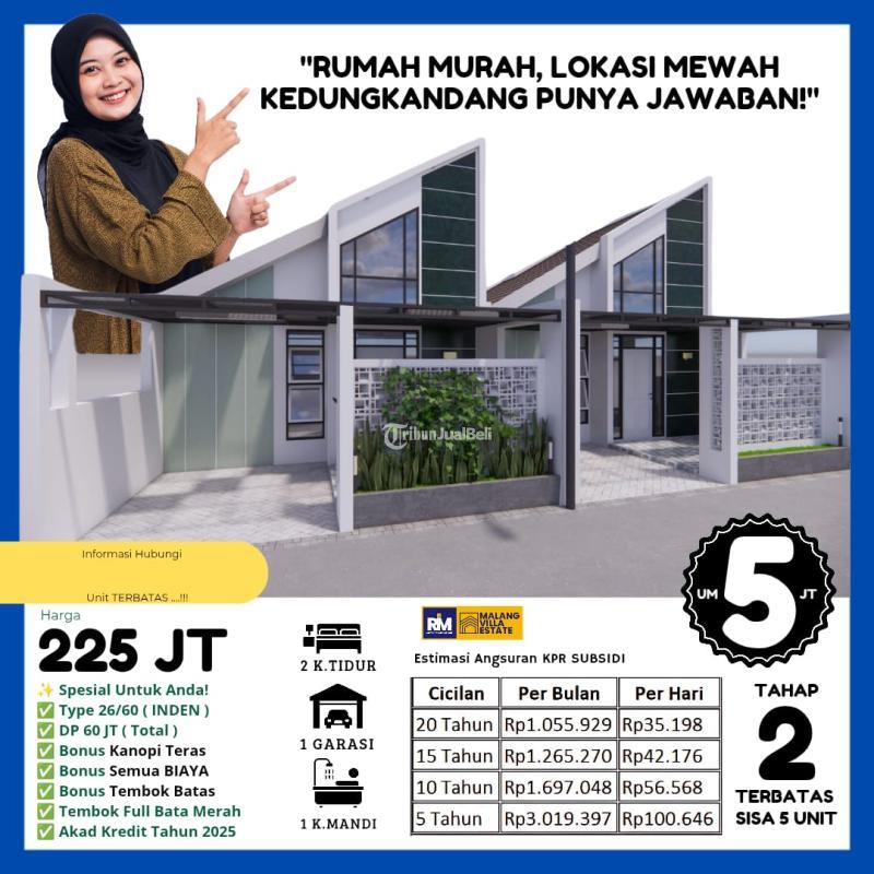 Dijual Rumah Subsidi Minimalis Modern di Kh Malik Buring Tipe 26 2KT 1KM Legalitas SHGB - Malang
