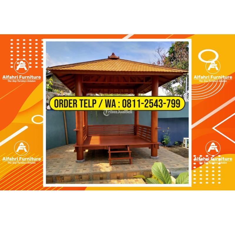 Gazebo Kayu Minimalis 3x3 Meter Atap Sirap Ulin untuk Taman Rumah - Bandung