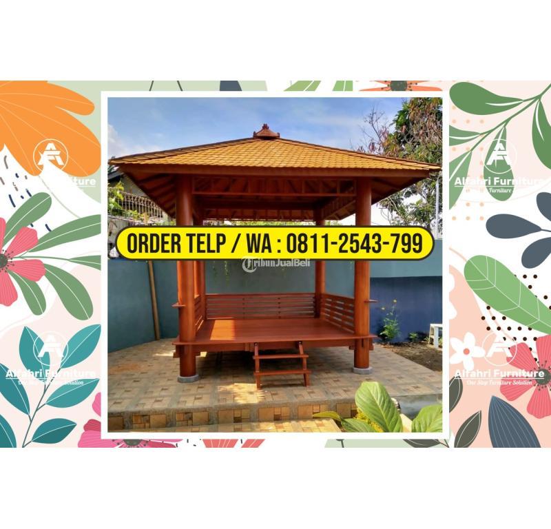 Gazebo Kayu Minimalis 3x3 Meter Atap Sirap Ulin untuk Taman Rumah - Bandung