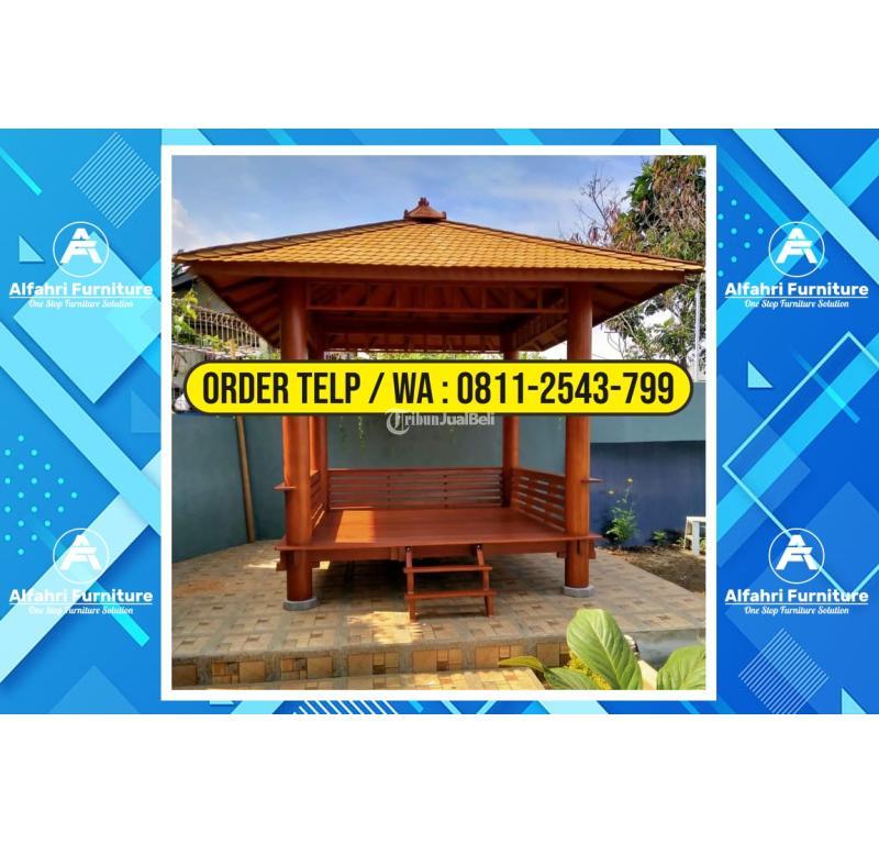 Gazebo Kayu Minimalis 3x3 Meter Atap Sirap Ulin untuk Taman Rumah - Bandung