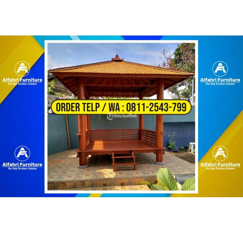 Gazebo Kayu Minimalis 3x3 Meter Atap Sirap Ulin untuk Taman Rumah - Bandung