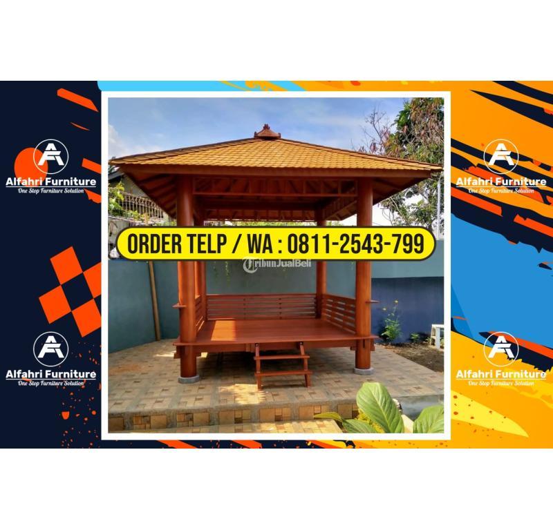 Gazebo Kayu Minimalis 3x3 Meter Atap Sirap Ulin untuk Taman Rumah - Bandung