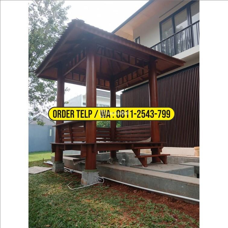 Gazebo Minimalis 2x2 Meter Atap Sirap Ulin untuk Taman Rumah - Bandung