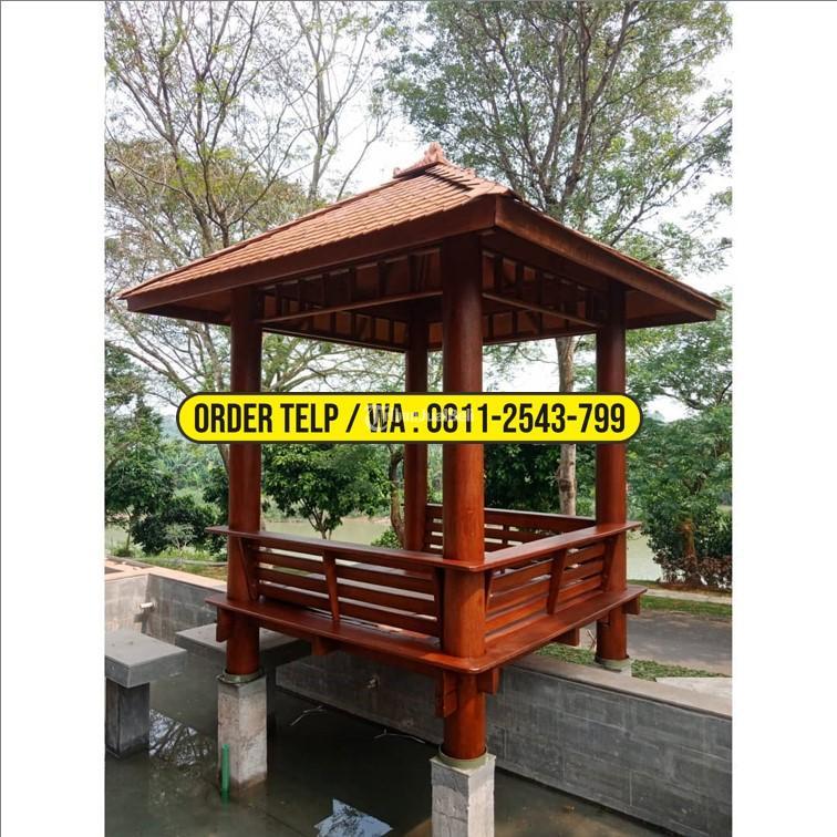 Gazebo Minimalis 2x2 Meter Atap Sirap Ulin untuk Taman Rumah - Bandung