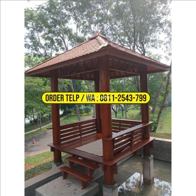 Gazebo Minimalis 2x2 Meter Atap Sirap Ulin untuk Taman Rumah - Bandung