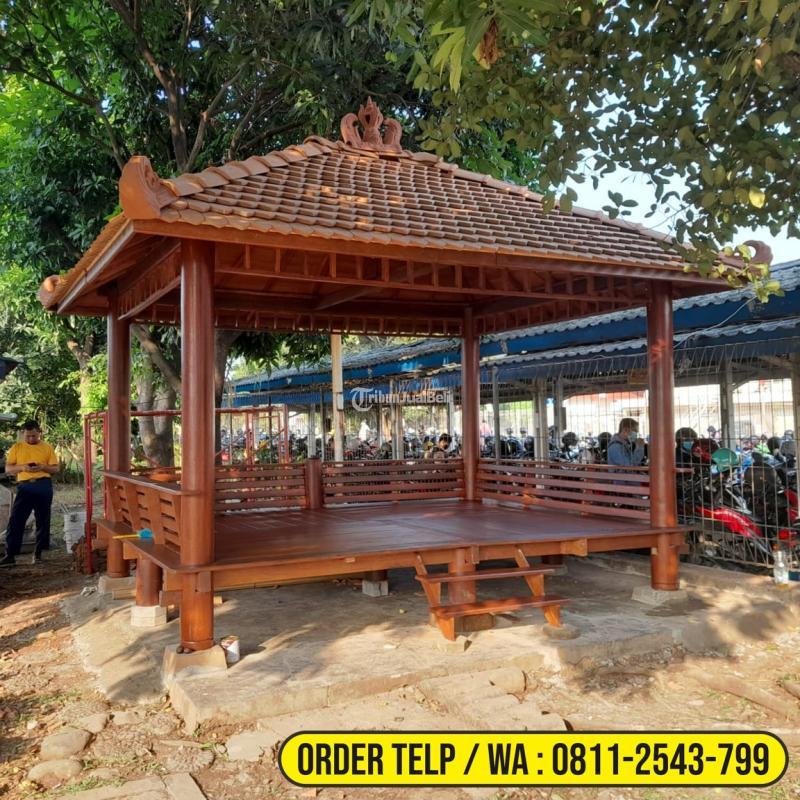 Gazebo Kayu Minimalis Modern 3x4 Meter Atap Genteng Sirap untuk Taman Komplek - Bandung