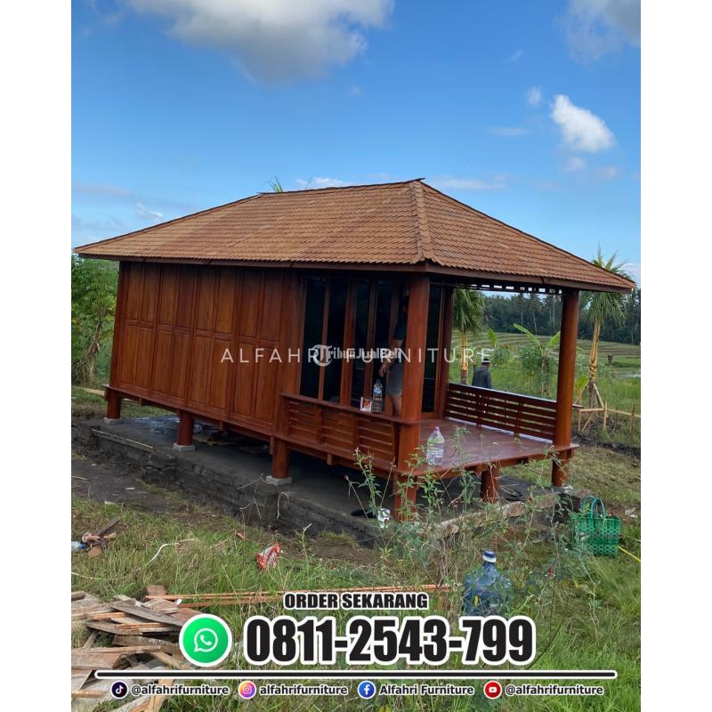 Rumah Kayu Minimalis Modern 3x6 Meter Atap Sirap Ulin - Bandung