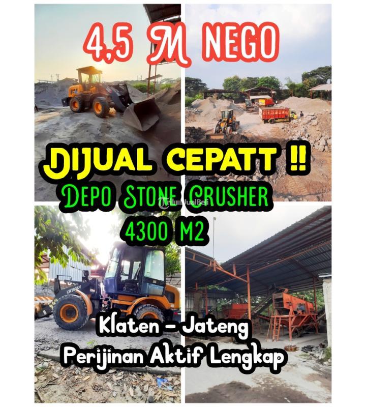Dijual Tanah Depo Stone Crusher Luas 4300m2 di Klaten Harga Rp 4,5M - Klaten